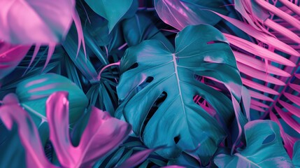 Close up of vibrant green and pink leaves, perfect for nature backgrounds.