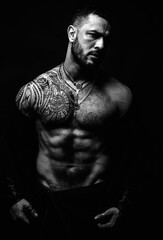 Fototapeta premium Sexy man with muscular body and bare torso.