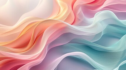 Organic shapes and fluid lines with pastel color gradients, embodying a soothing, nature-inspired...