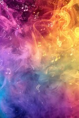Colorful background with music notes, great for music-related designs.