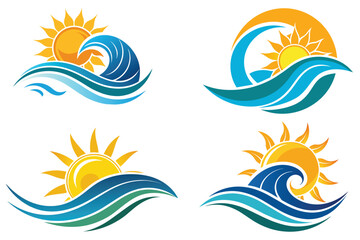 Fototapeta na wymiar Beautiful Sun Logo Vector On White Background
