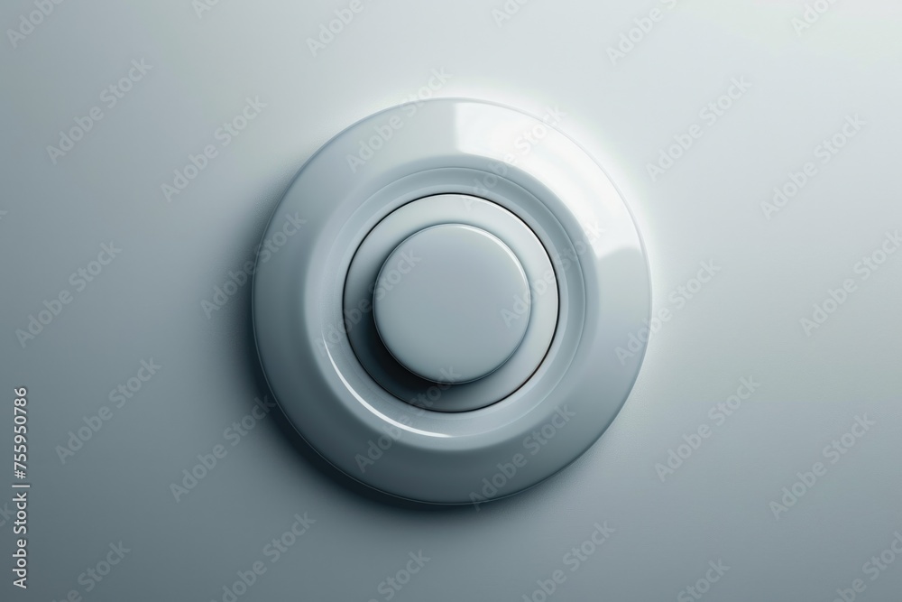 Poster A close up of a button on a wall. Ideal for technology concepts.