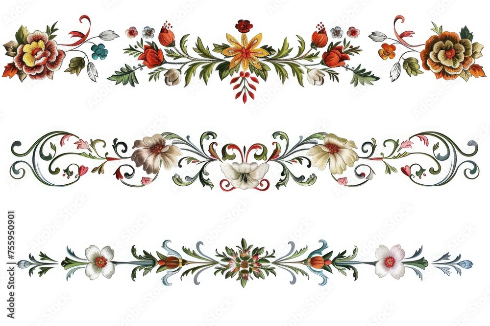 Poster set of floral designs on a white background. perfect for various design projects.