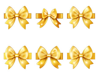 Yellow satin ribbon and bow isolated on transparent background, transparency image, removed background
