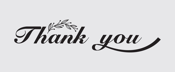 Handwritten phrase "Thank you" in a hand drawn wreath. Vector illustration.
