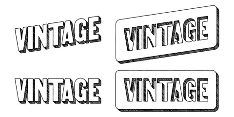 Fototapeta premium Word ‘Vintage’ written in doodle-style block lettering with three-dimensional shading effect