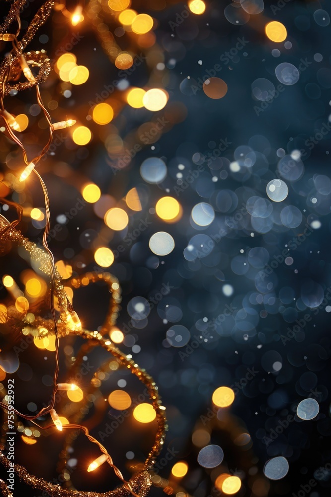 Poster close up view of a string of lights, perfect for holiday decorations.