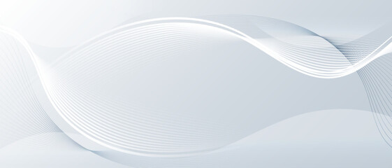 Grey white abstract background with flowing particles. Digital future technology concept. vector illustration.
