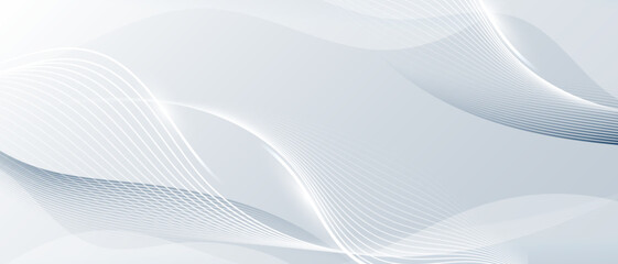 Grey white abstract background with flowing particles. Digital future technology concept. vector illustration.
