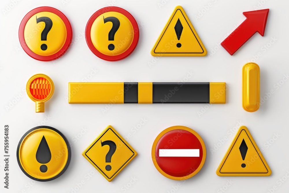 Poster A collection of different types of warning signs. Can be used for safety concept designs.