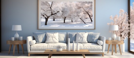 illustration image trees standing tall on a white canvas