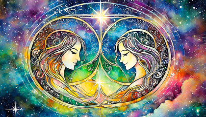 abstract background gemini zodiac twins