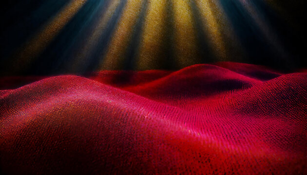 黄金の光と波立つ赤い布　AI画像　ジェネレーティブAI