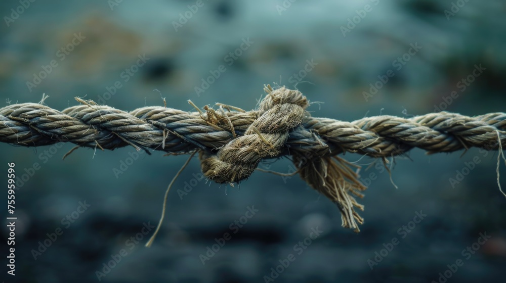 Poster detailed view of a rope with a knot, ideal for various projects.