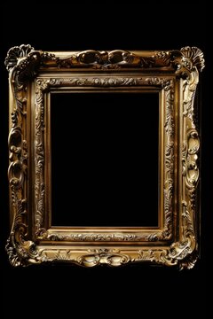 Elegant gold picture frame on a sleek black background. Perfect for showcasing photographs or artwork.