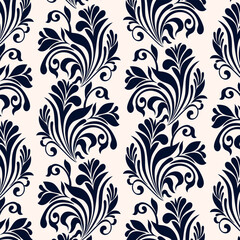 Ornament of dark blue figures.Vector seamless pattern with a beautiful ornament on a light pink background.