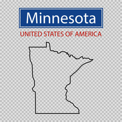 Minnesota state outline map on a transparent background, United States of America line icon, map borders of the USA Minnesota state.