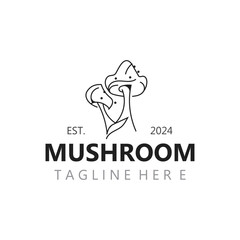 Mushroom botanical logo  modern and simple stamp style. nature or food template design