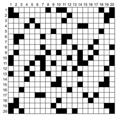 Blank crossword template (grid) vector graphic. 20x20 Square puzzle game.
