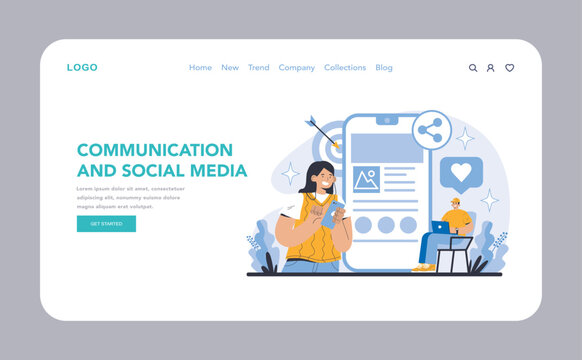 Communication and Social Media concept. Flat vector illustration