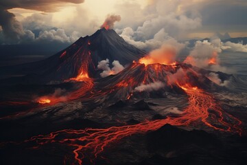 Volcanic landscapes shaped by geological forces