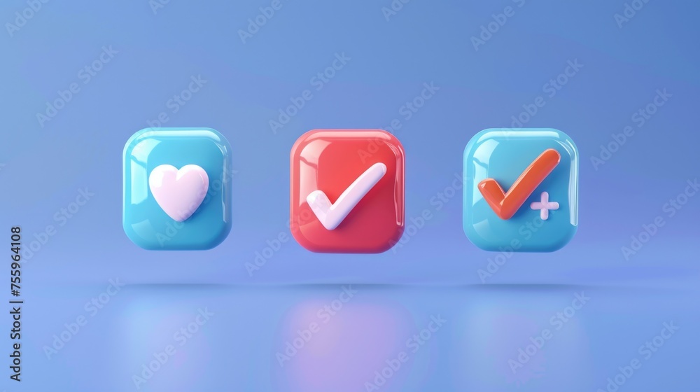 Aufkleber A set of three colorful buttons with different symbols. Suitable for various design projects.