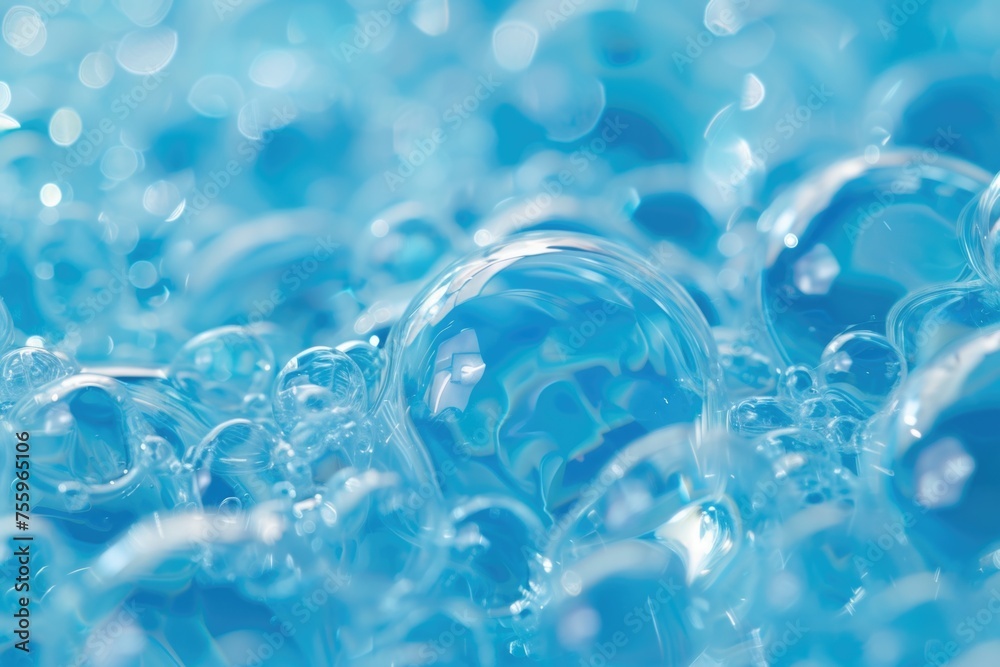 Poster A stack of bubbles floating on top of each other. Ideal for use in science or nature-themed designs.