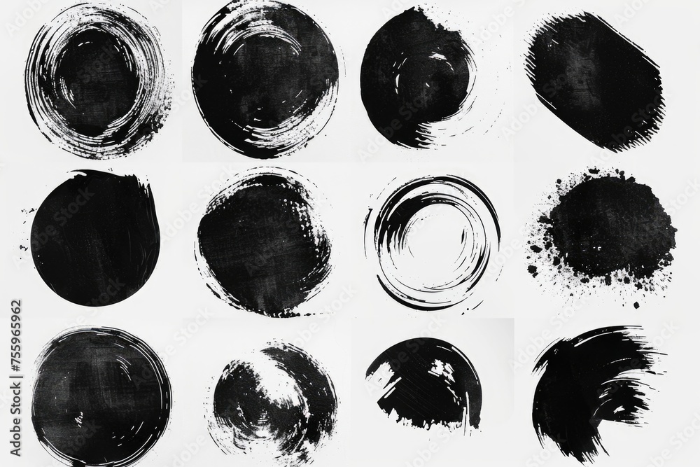 Poster abstract black circles on a white background. suitable for graphic design projects.