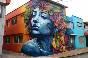 Urban landscapes are transformed into art galleries with the presence of vibrant street art murals.