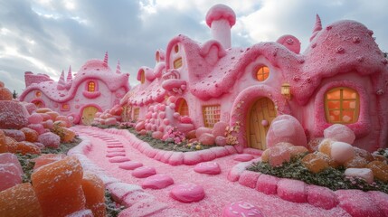 A childs fantasy land made of candy and toys