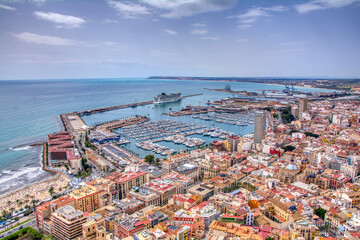 View of the Alicante marina from the Santa Barbara castle.