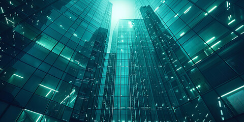 A very tall building with an abundance of windows reaching into the sky