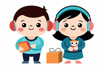 best baby couple carton and headphone artwork