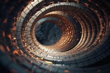 An abstract image of a 3D toroid with intricate geometric textures