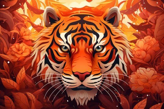 Abstract tiger themed background for Chinese New Year