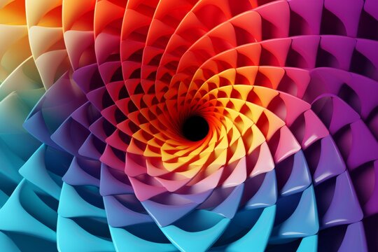 An abstract image of a 3D toroidal wave with vibrant colors and geometric symmetry