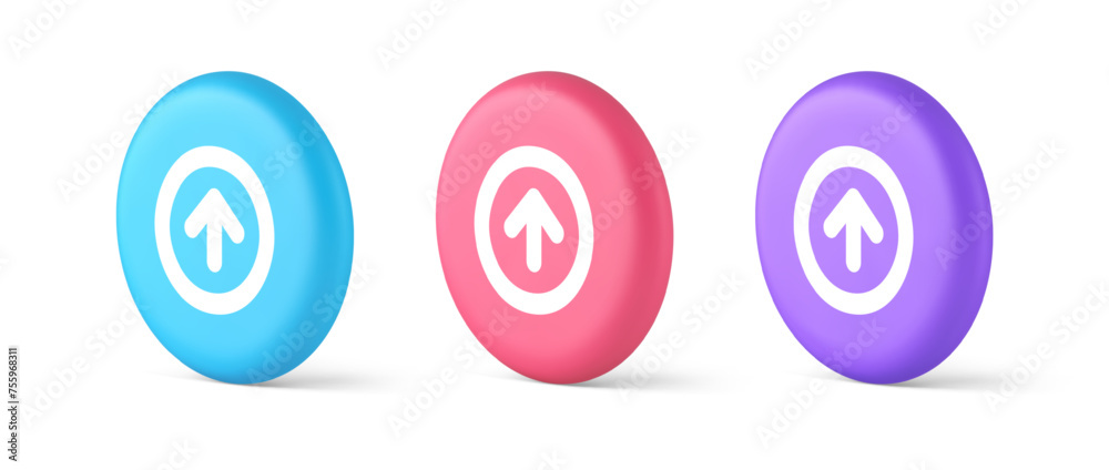 Aufkleber up arrow round border button cyberspace navigation pointer 3d realistic isometric circle icon