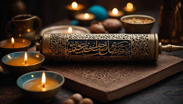 Eid Islamic Art Background with Generative ai