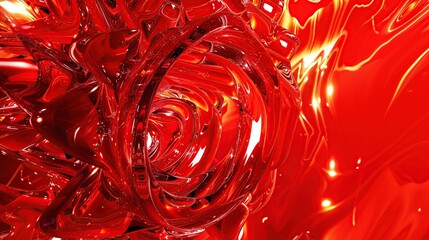 3D neon glass red abstract background