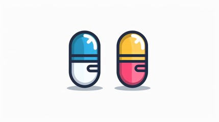 Two pills placed side by side. Suitable for medical concepts.