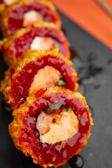 Teriyaki fried sushi with home delivery