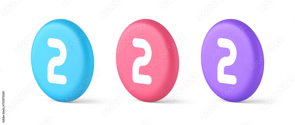 Poster two character button numeral cyberspace calculation service 3d realistic isometric circle icon