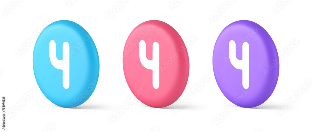 Poster four number button keyboard interface financial calculation service 3d isometric circle icon