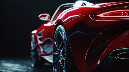 Detailed view of a red sports car. Perfect for automotive industry.