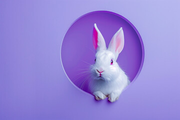 White Rabbit in Purple Circle Background