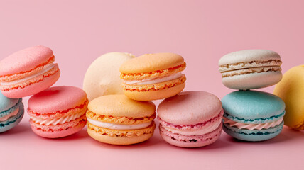 Fototapeta na wymiar Pastel Delights: Colorful Macarons Collection