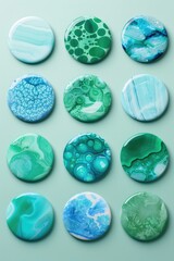 Assorted colored buttons on a plain white background. Ideal for fashion or crafting projects.