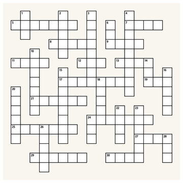 Crossword puzzle game template. Puzzle game blank vector graphic.