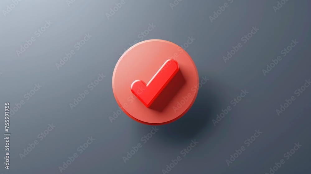 Fototapete A simple red button on a plain gray background. Suitable for various design projects.