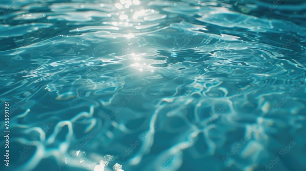 Poster sunlight filtering through clear water in a pool, ideal for summer-themed designs.